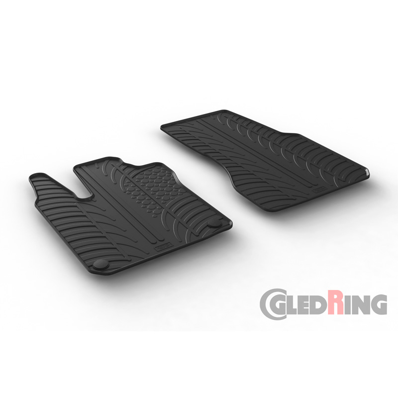 Rubber car mats set  Smart ForTwo 453 2014- (T profile 2-pieces + mounting clips)