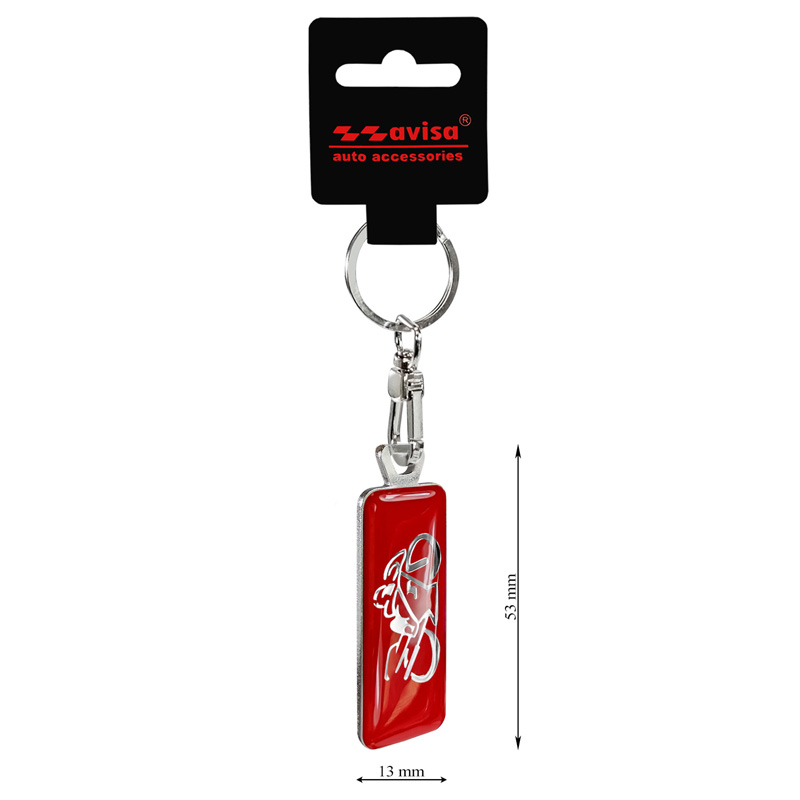 Stainless steel key chain - 'Moto' Red