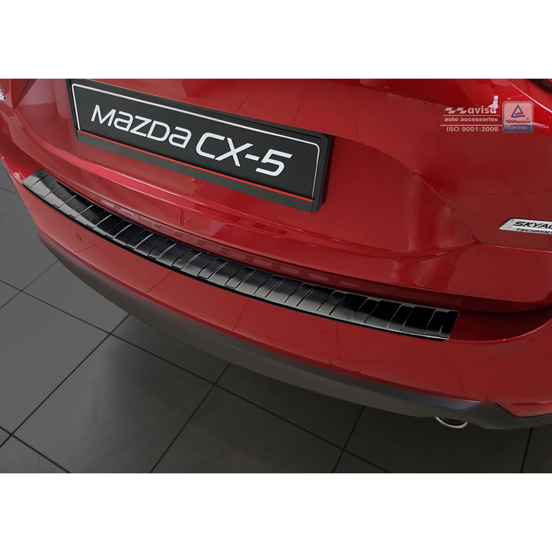 Black Stainless Steel Rear bumper protector  Mazda CX5 II 2017- incl. Facelift 'Ribs'
