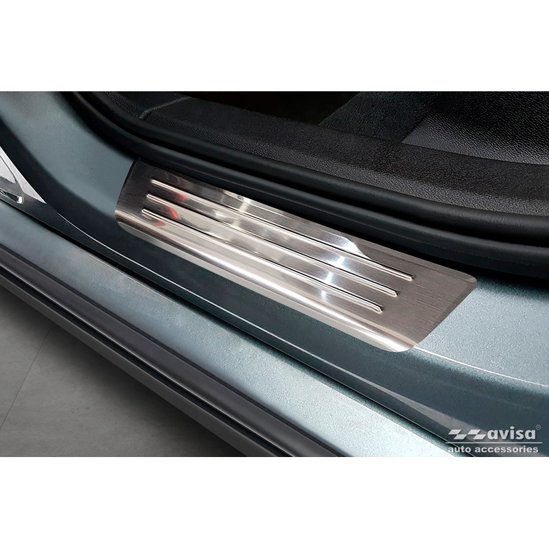 Inox door sill protectors  Volvo S60 III & V60 II 2018- - 'Lines' - 4-pieces
