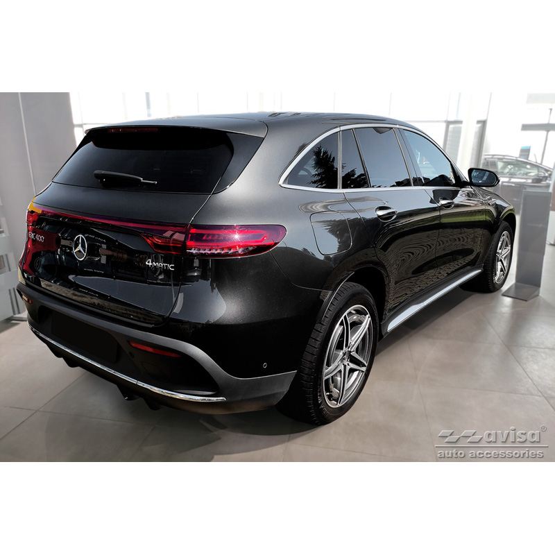 Black Stainless Steel Rear bumper protector  Mercedes EQC (N293) 2019- 'Ribs'