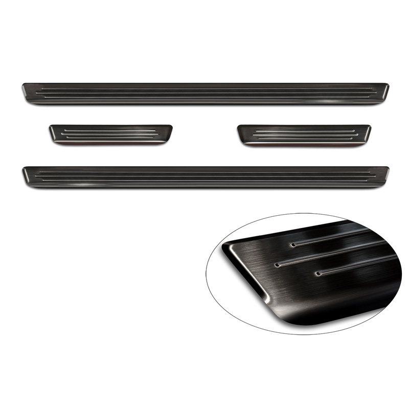 Black Inox door sill protectors  Fiat 600(e) (365_) 2023- - 'Lines' - 4-pieces