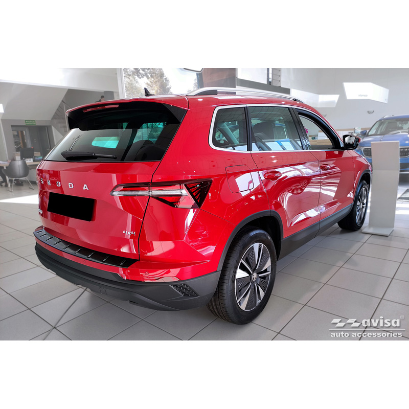Black Stainless Steel Rear bumper protector  Skoda Karoq (NU7) Facelift incl. Sportline 2022- 'STRONG EDITION'