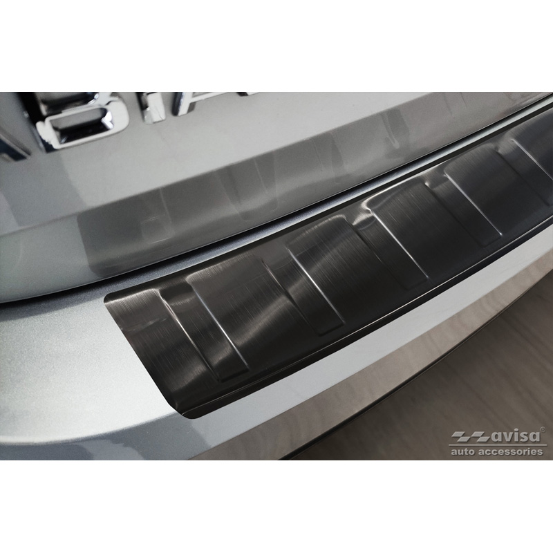 Black Stainless Steel Rear bumper protector  Skoda Fabia IV Hatchback 2021- 'Ribs'