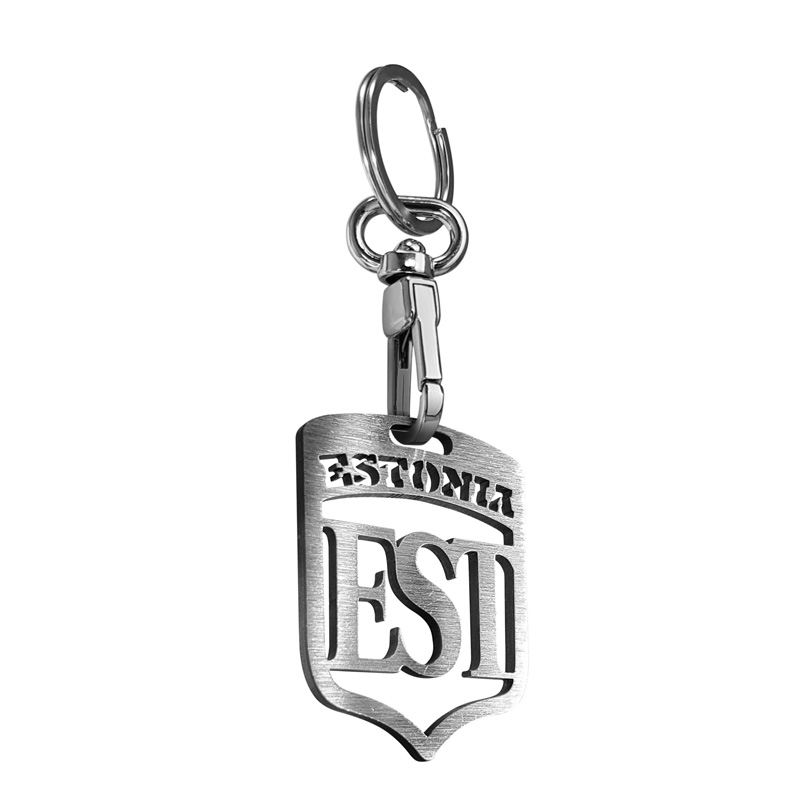 Stainless steel key chain - 'Estonia' (silver)