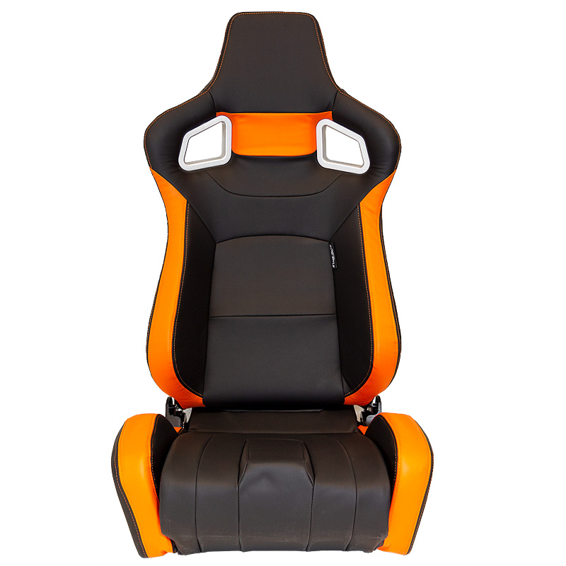 Sport seat 'RS6-II' - Matt-Black/Orange Synthetic leather - Dual-side reclinable back-rest - incl. slides