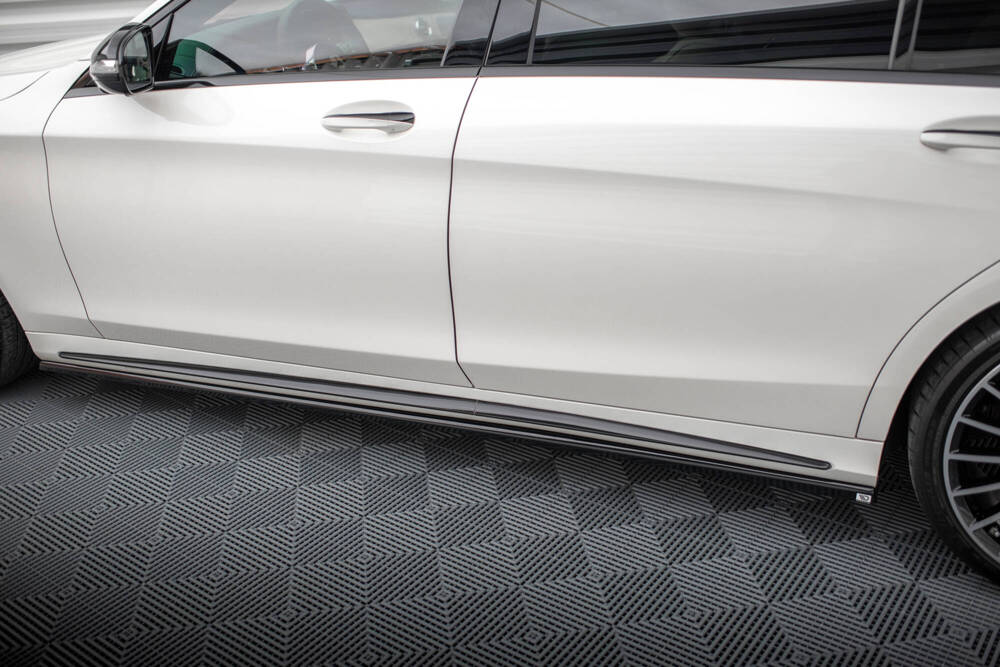 Zijskirts passend voor Mercedes Benz S Klasse AMG Pakket W222 FL Maxton Glans Zwart