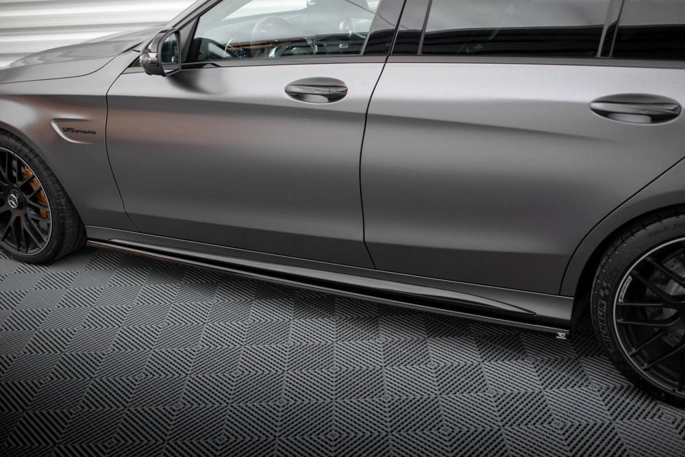 Zijskirts passend voor Mercedes AMG C63 Sedan / Estate FL Maxton Glans Zwart