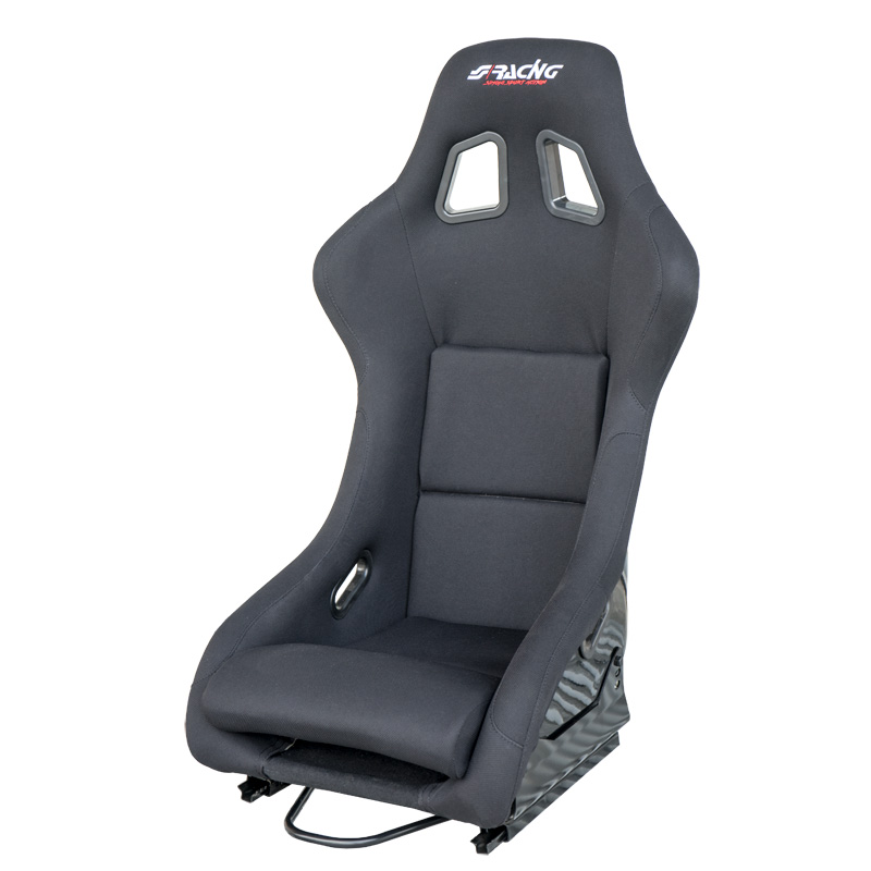 Simoni Racing Sport Seat Lewis - Black + Fibreglass Backrest - Non-Reclinable - incl. Sliders
