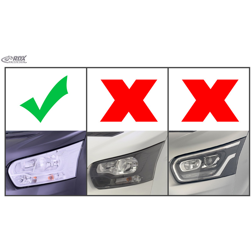 RDX Racedesign Head light spoilers  Ford Transit (silver Halogen headlights) 2014- (ABS Gloss White)