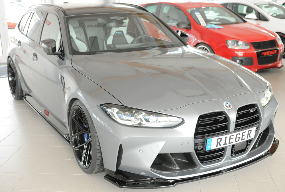 Voorspoiler passend voor BMW 3-series G80 M3 03.21-  glans zwart