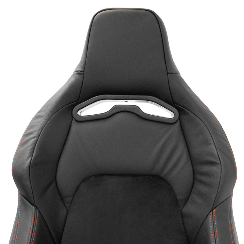 Sport seat 'VGR Premium' - Black leather & alcantara + Red stitching - Dual-side reclinable back-rest - incl. slides
