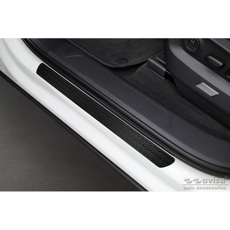 Universal Door Sill Protector Set 'Riffled Plate' Aluminium/Matte Black - 2-Pieces - 54 x 4 cm