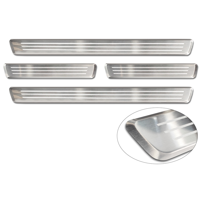 Inox door sill protectors  Volvo XC40 2018- - 'Lines' - 4-pieces