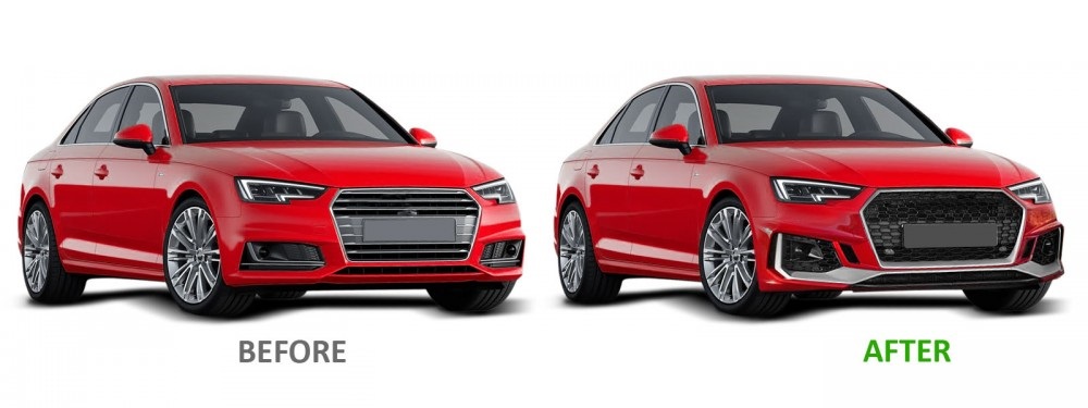 Voorbumper passend voor Audi A4 B9 2015-2019 RS4 Look Zilver