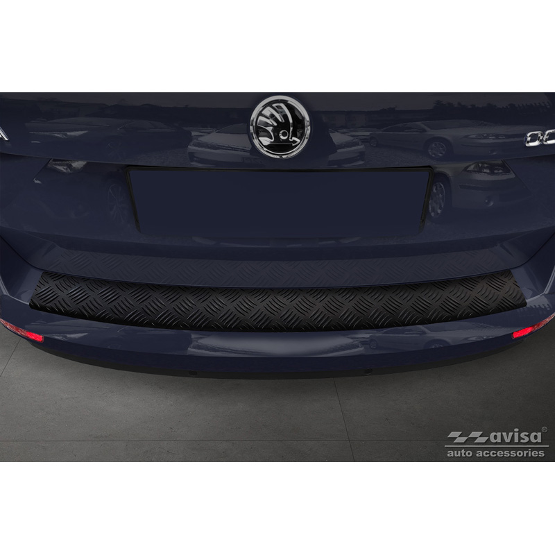 Matt Black Aluminum Rear bumper protector  Skoda Octavia III Kombi Facelift 2017-2020 'Riffled Plate'