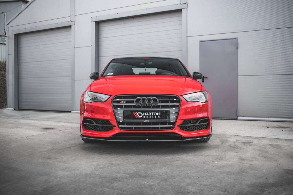 Voorspoiler passend voor Audi A3 8V S-line Sedan/Cabrio Zwart Glans