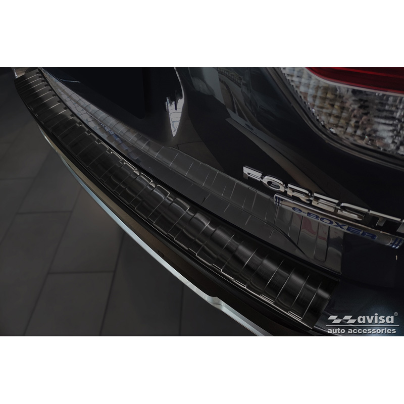 Black Stainless Steel Rear bumper protector  Subaru Forester (SK) 2018-2024 'Ribs'
