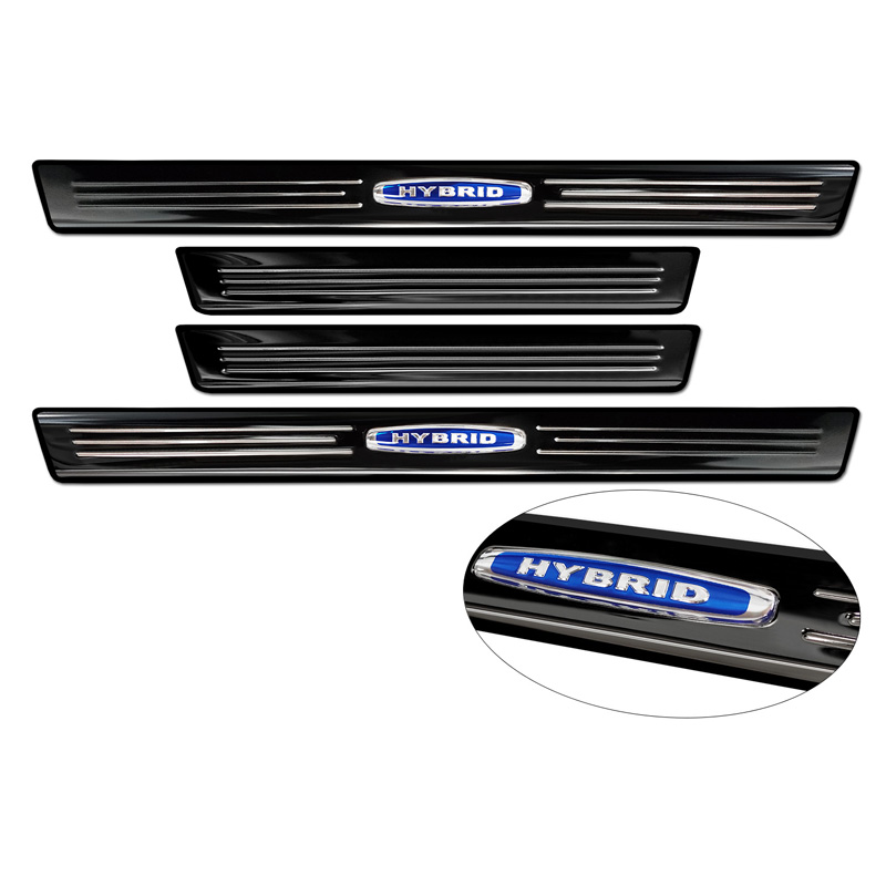 Mirror Black Inox door sill protectors  BMW X7 G07 2019- 'Hybrid' - 4-pieces