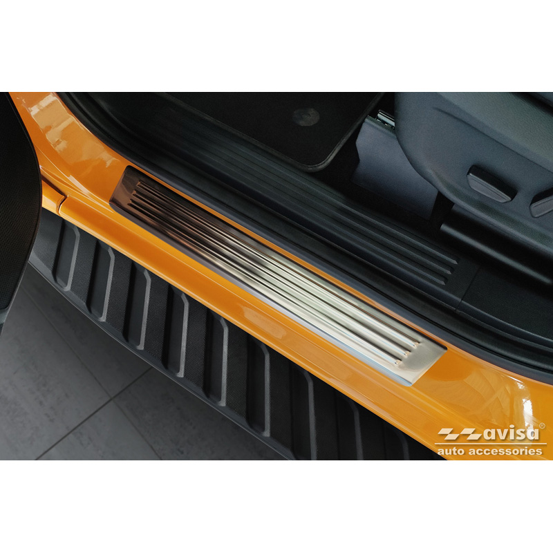 Stainless Steel Door sill protectors  Ford Ranger VI 2022- 'Lines' - 4-pieces
