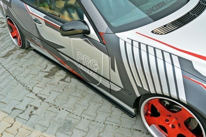 Zijskirts passend voor Mercedes CL-klasse C215 Maxton Design glans zwart
