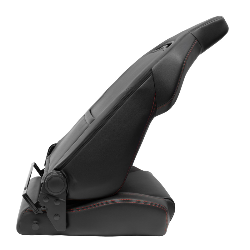 Sport seat 'VGR' - Black Synthetic leather + Red stitching - Dual-side reclinable back-rest - incl. slides