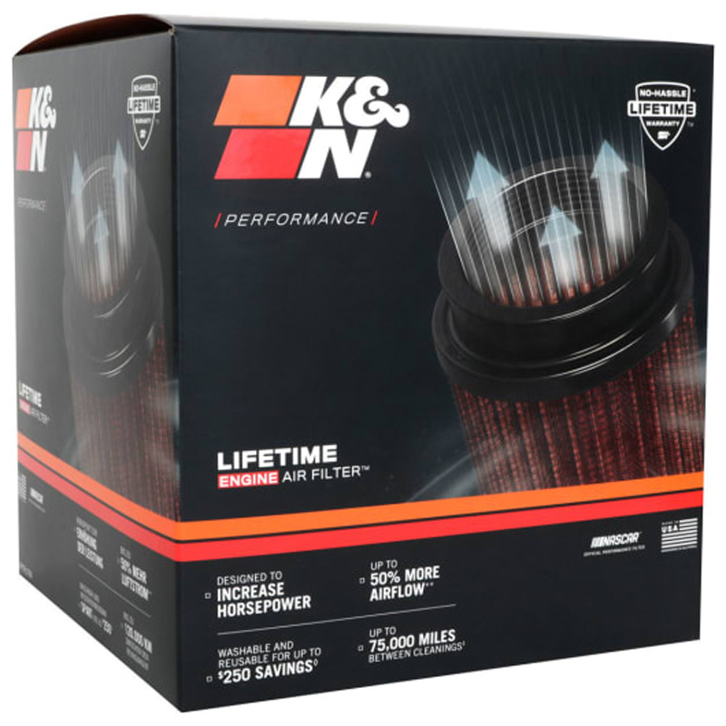 K&N Universal Oval/Conical Air Filter with oval flange 72mm flange, 165mm base, 114x83mm top, 191mm height (RU-5063)