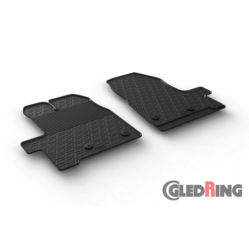 Rubber car mats set  Ford Transit Custom Furgon/Kombi 2018-2022 (Manual gear) (G profile 2-pieces + mounting clips)