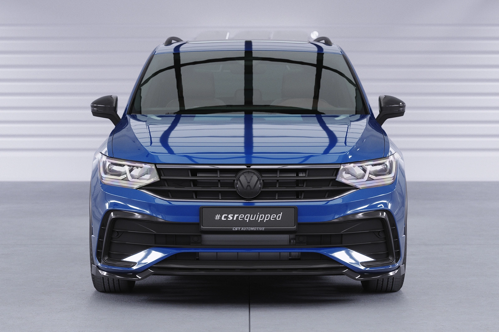 Voorspoiler passend voor VW Tiguan II (Typ AD1) R-Line 09/2020–heden (Facelift) – CSR Automotive – Glans Zwart