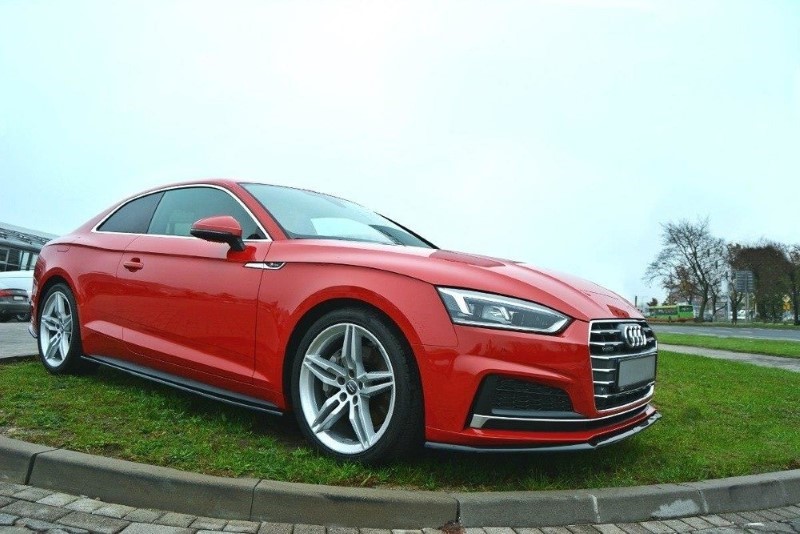 Voorspoiler passend voor Audi S5 / A5 S-Line F5 Coupe / Sportback V.2 Glanzend Zwart