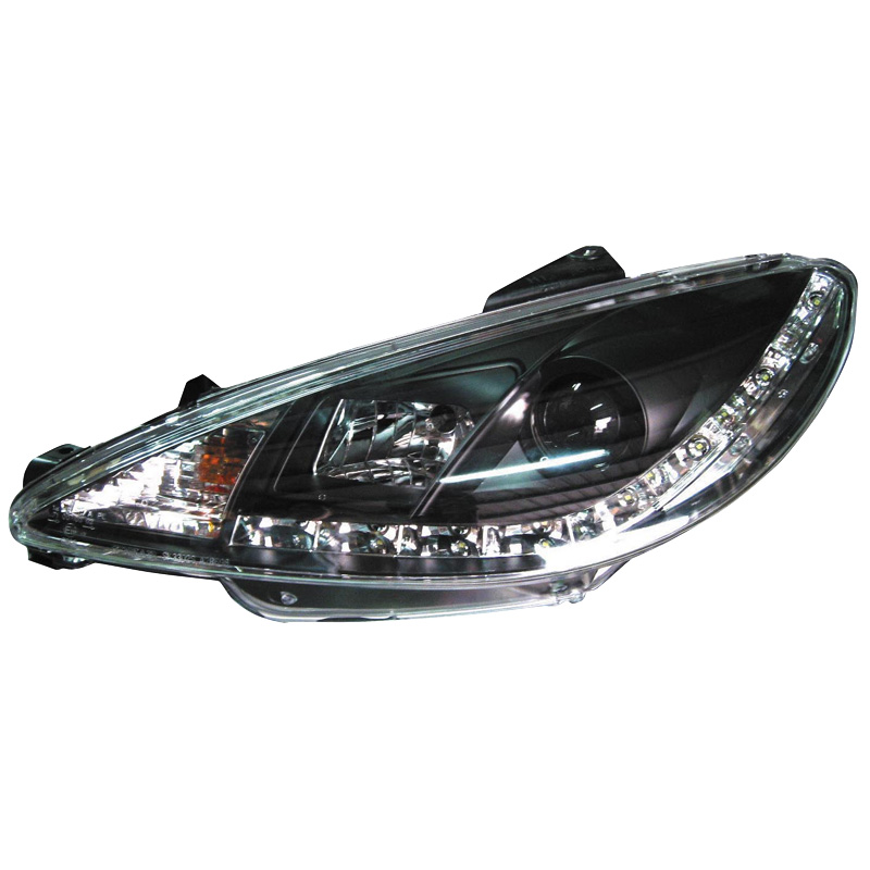 Set Headlights in DRL-Look  Peugeot 206 1998- incl. GTi - Black
