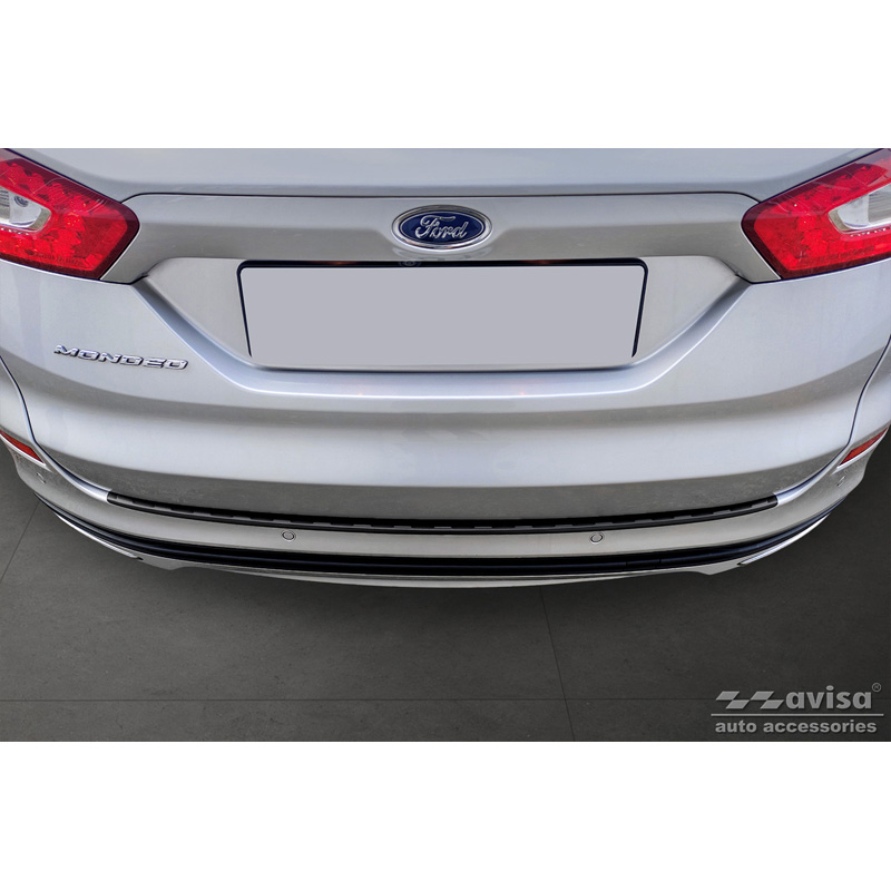 Matt Black Stainless Steel Rear bumper protector  Ford Mondeo V Wagon 2014- 'Ribs'