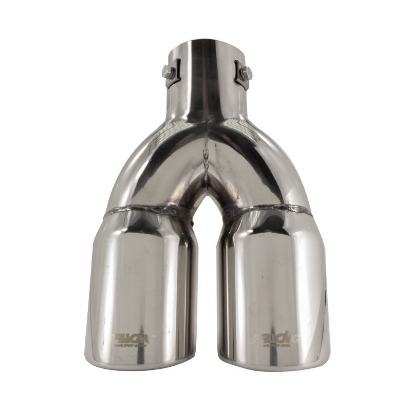 Simoni Racing Exhaust Tip Double Round/Slanting Inox - Ø76xL230mm - Installation ->58mm