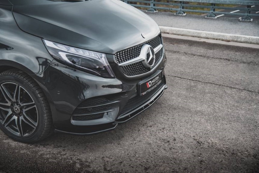 Voorspoiler passend voor Mercedes V-Klasse W447 AMG-Line Maxton Design glans zwart v.1