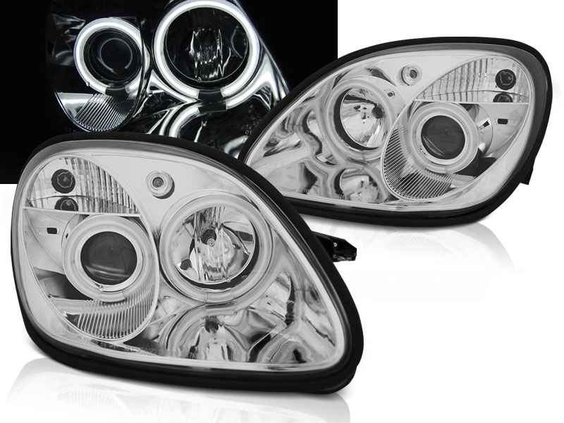 Headlights Mercedes SLK 96-04 Angel Eyes Chrome