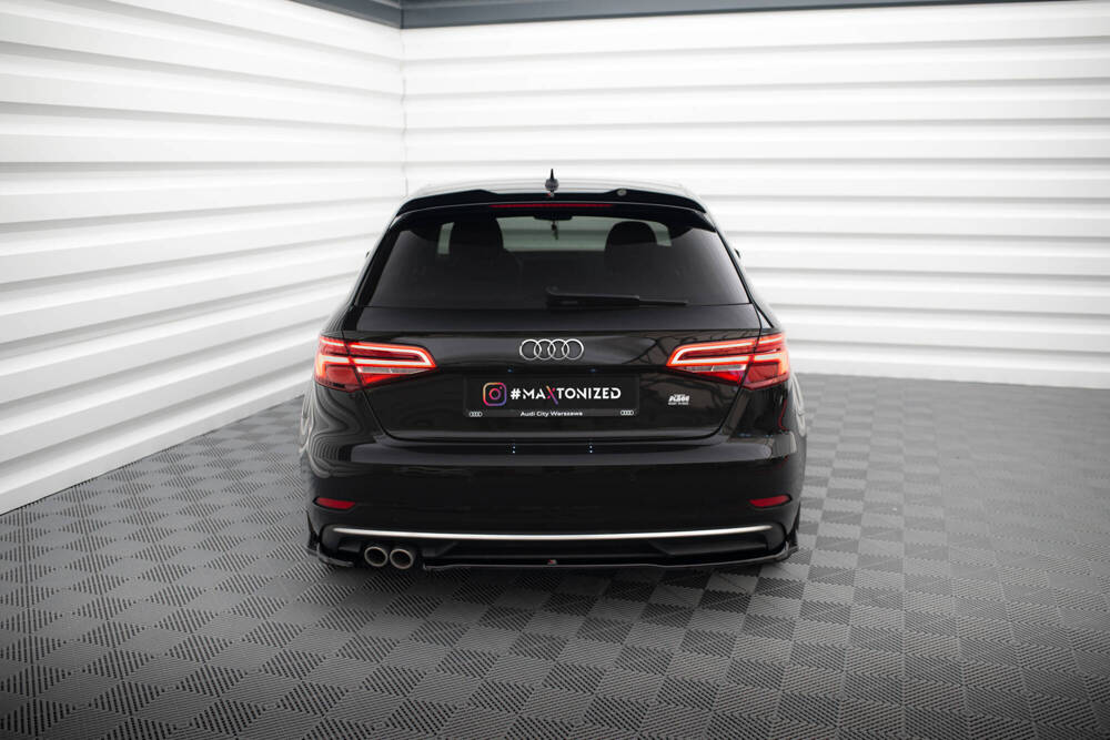 Diffuser passend voor Audi A3 8V Sportback FL 16-20 Maxton Glans Zwart