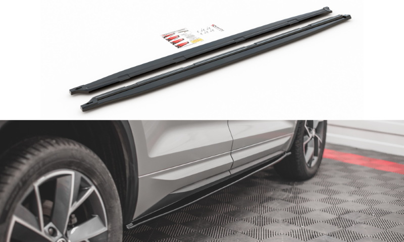 Zijskirts passend voor Skoda Kodiaq 1 sportline Maxton Design glans zwart