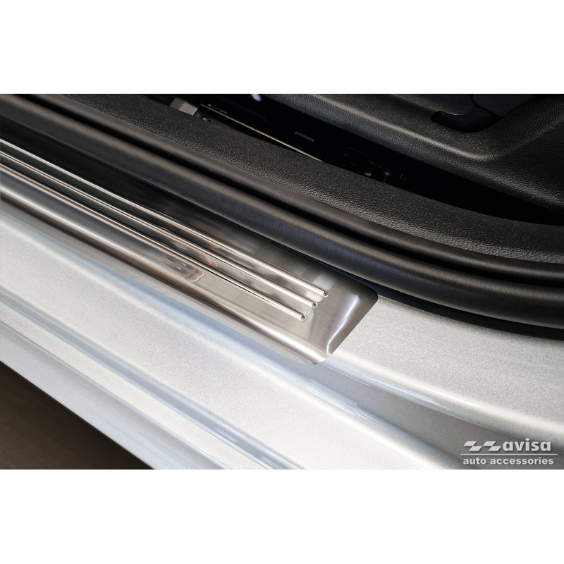 Stainless Steel Door sill protectors  Skoda Kamiq (NW4) 2019-2024 & FL 2024- 'Lines' - 4-pieces