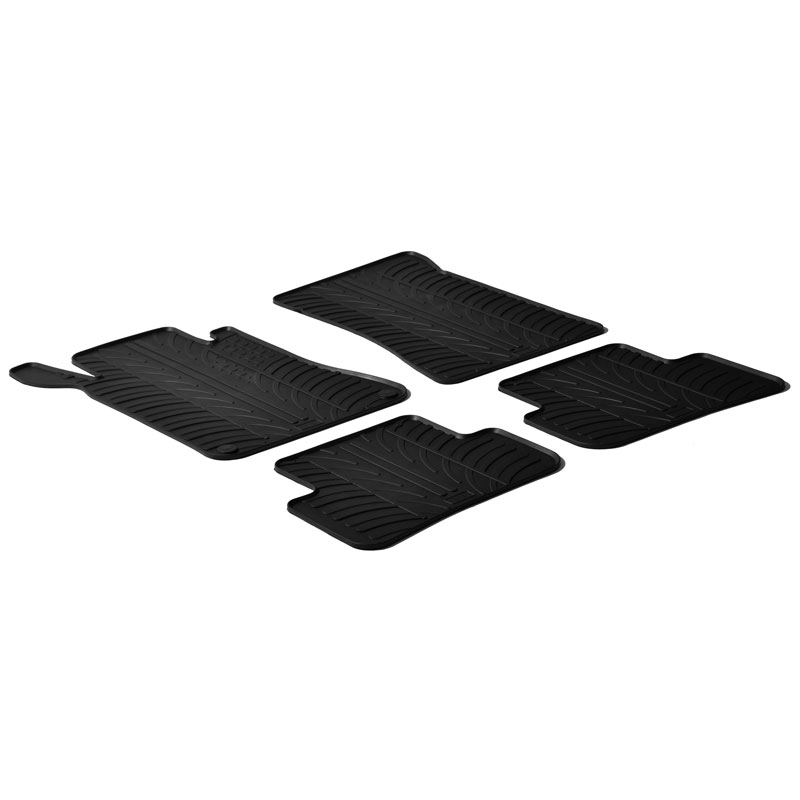 Rubber car mats set  Mercedes C-Class W203 2001-2007 (T profile 4-pieces + mounting clips)