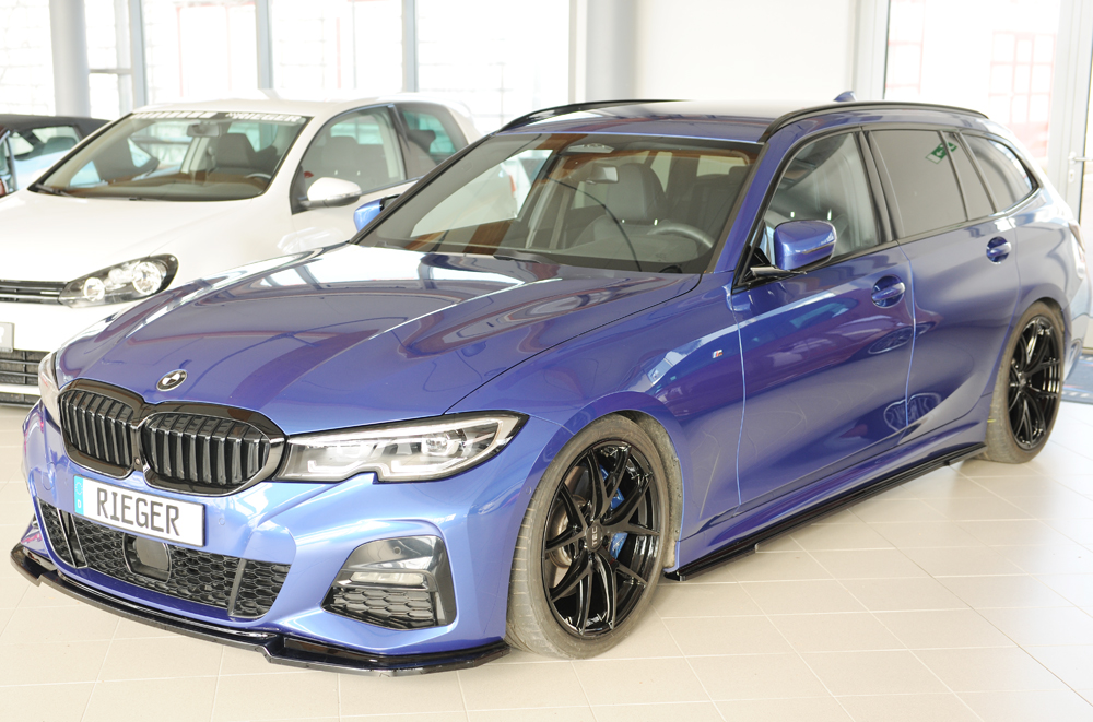 Zijskirts passend voor BMW 3 Serie M Pakket G20 G21 Rieger Glans Zwart