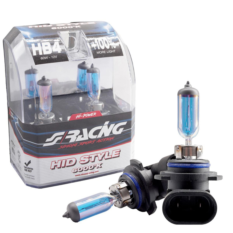 Simoni Racing Halogen Bulbs 'HID Style' HB4 (6000K) Hyperwhite 12V/55W, set of 2 pieces ECE-R37