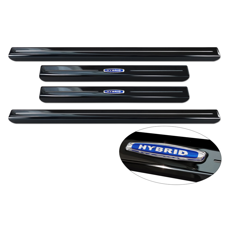 Mirror Black Inox door sill protectors  Volkswagen Multivan T7 2021- - 'Hybrid' - 4-pieces