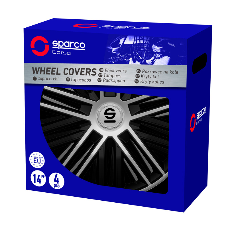 Sparco Wheel Covers Bergamo - 16-inch - Black/Silver - Set of 4 pieces