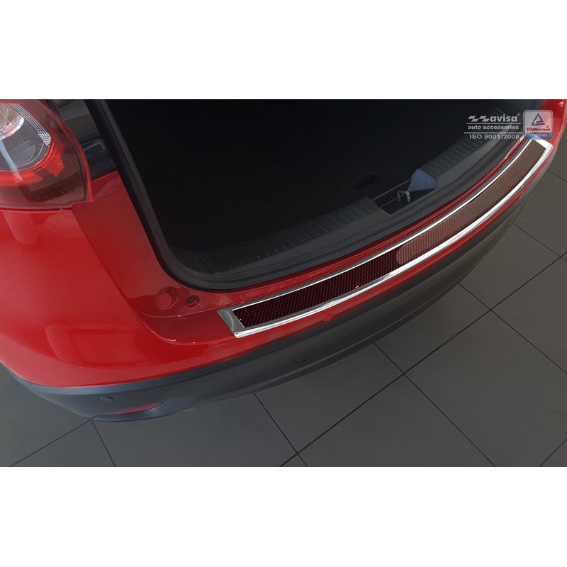 Stainless Steel Rear bumper protector 'Deluxe'  Mazda CX-5 2014- Chrome/Red-Black Carbon