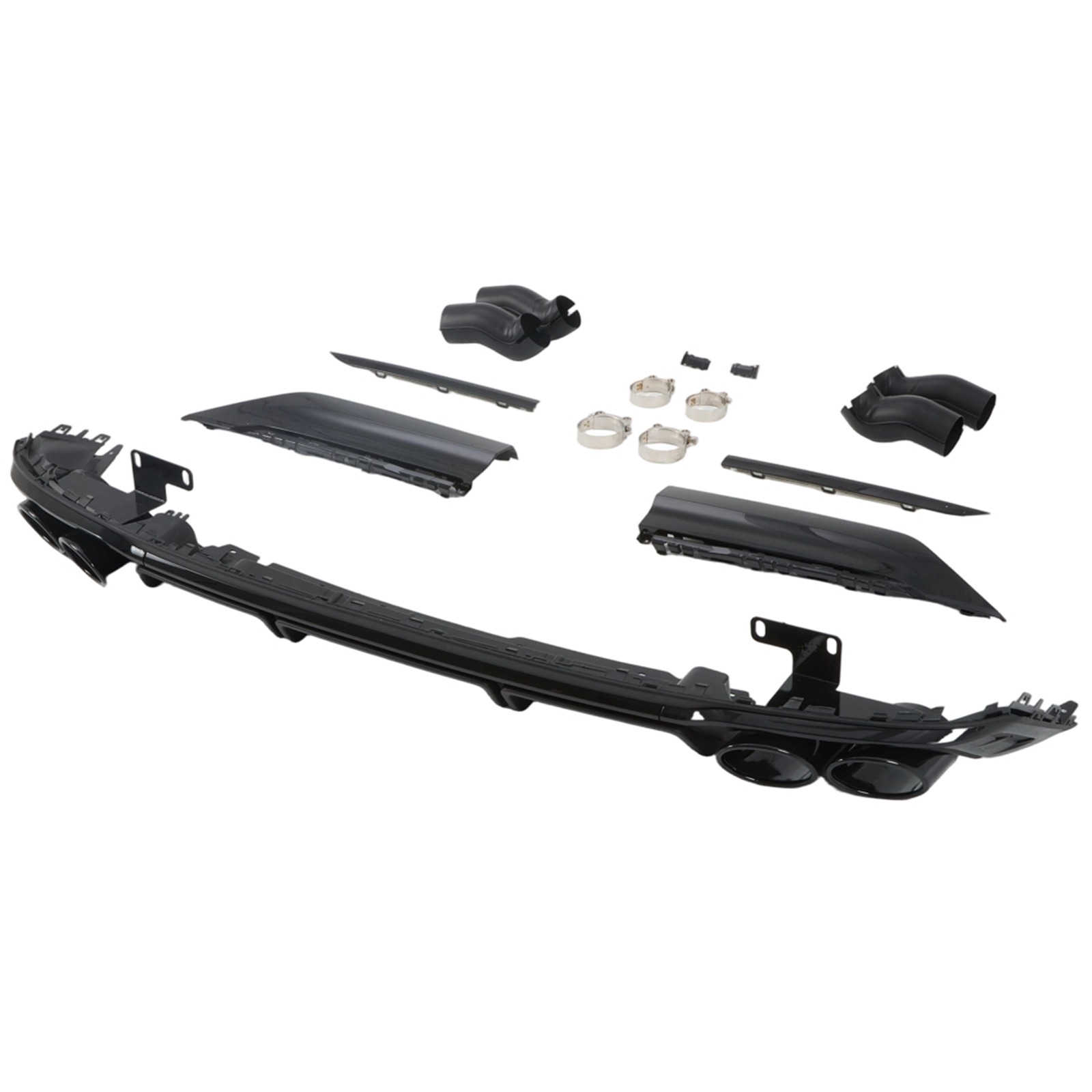 Diffuser passend voor Audi A8 (D5) S8 Look glans zwart incl. Sierstukken