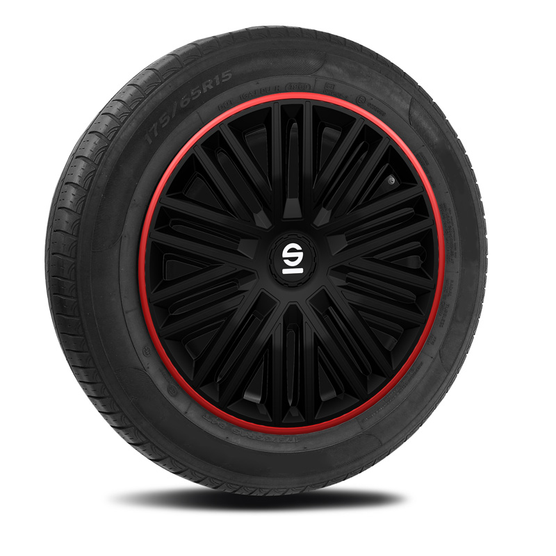 Sparco Wheel Covers Bergamo - 14-inch - Black/Red - Set of 4 pieces