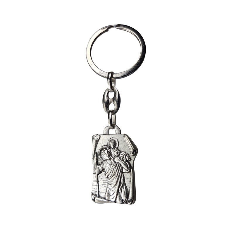 Stainless steel key chain - St.Christopher & Mary (silver)