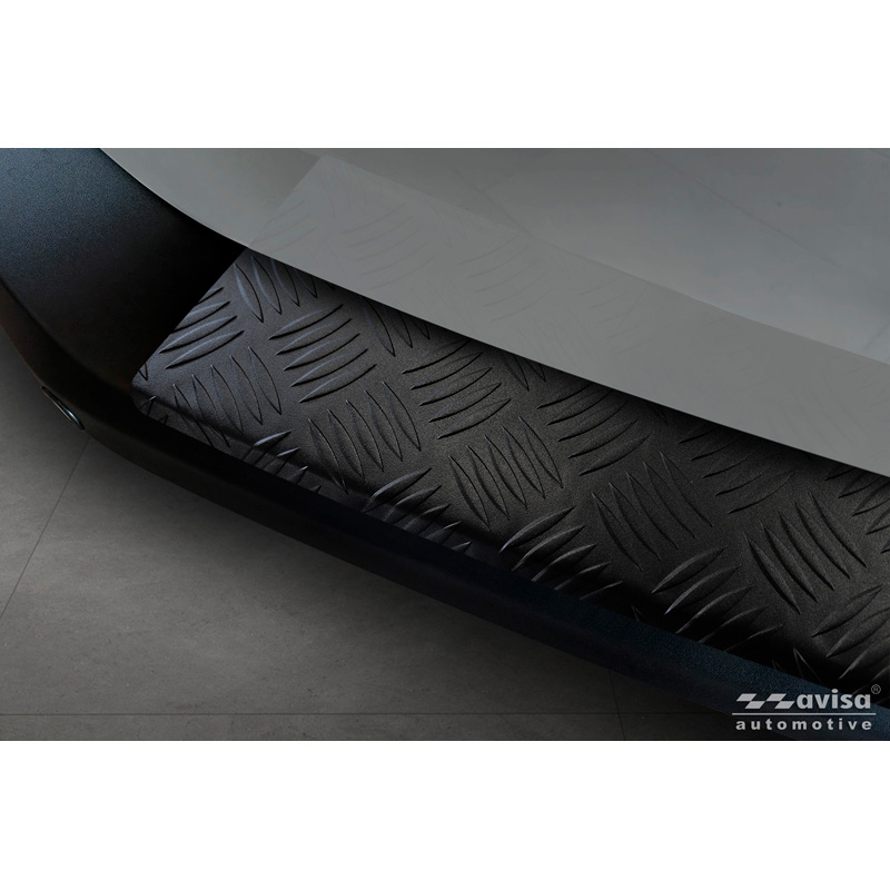 Avisa Matt Black Stainless Steel Rear bumper protector  Ford Transit Courier II / Tourneo Courier II 2023- 'Riffled Plate'