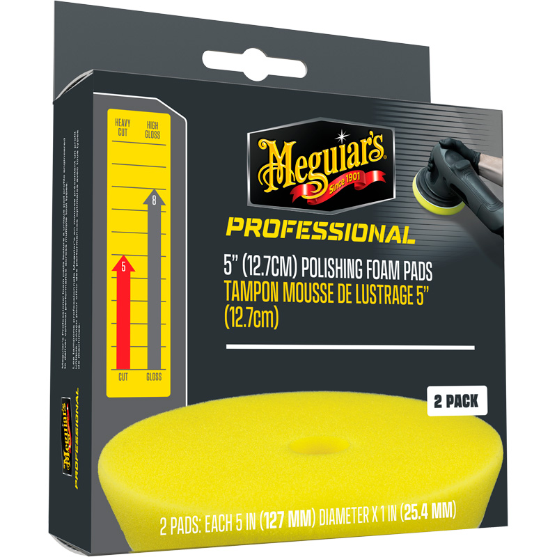 Meguiar's Professional Foam Polishing Pads - 5'' diameter x 1'' (127mm x 25.4mm) - yellow - set of 2