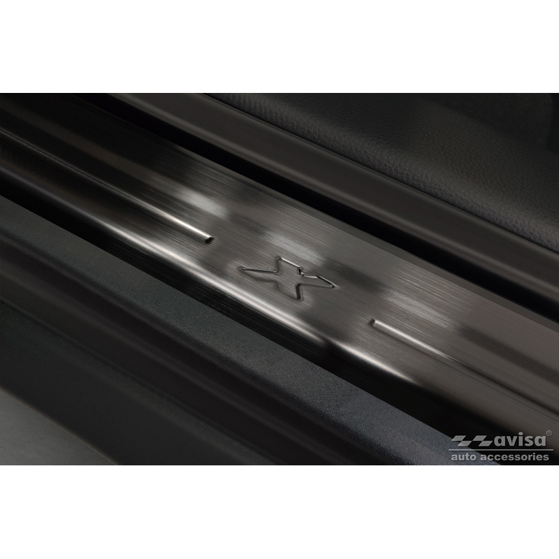 Black Stainless Steel Door sill protectors  Toyota Aygo X 2022- 'Lines X' - 4-pieces